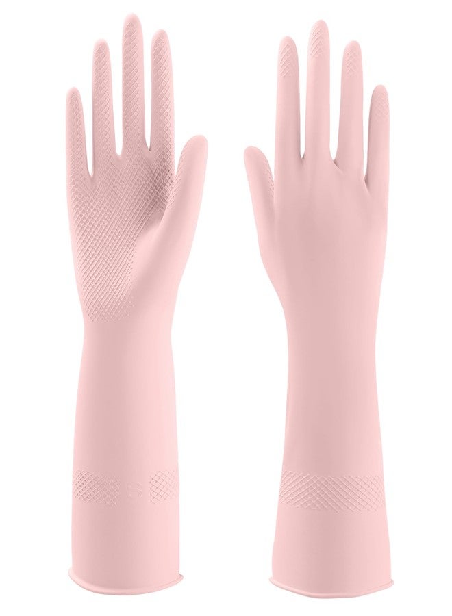 IUCGE Rubber gloves cleaning for Household 2 Pairs,Dishwashing gloves for Kitchen dish gloves,Reuseable.(S,Pink - Image 1