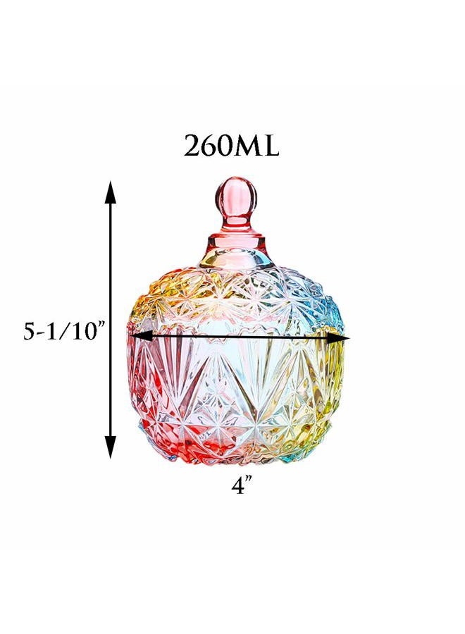 Danmu Colorful Glass Storage Jar with Lid, Candy & Cookie Jar, Jewelry Box, Buffet & Biscuit Containers (260ml / 9oz) - Image 2