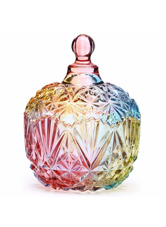 Danmu Colorful Glass Storage Jar with Lid, Candy & Cookie Jar, Jewelry Box, Buffet & Biscuit Containers (260ml / 9oz) - Image 1