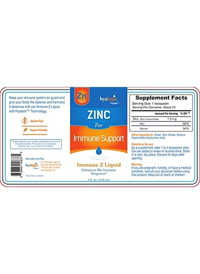Hyalogic Liquid Zinc Supplement for Immune Support (4 Oz) - Daily Mineral Support Enhanced w/ Hyaluronic Acid for Hydration – Immune Zinc Liquid For Men and Women – Gluten Free, Cruelty Free  - Image 4