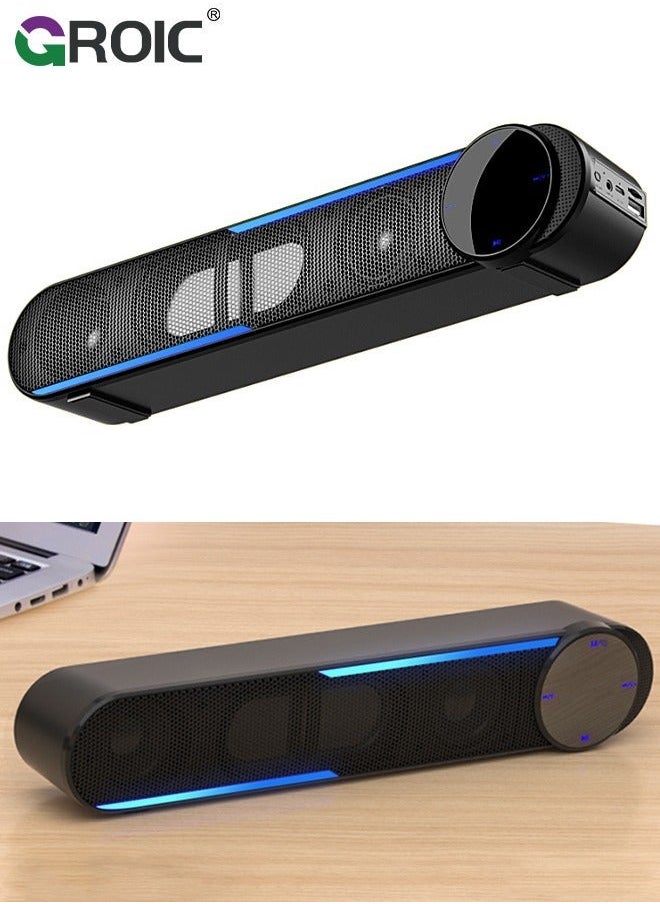 GROIC Wireless Computer Speakers PC Soundbar for Monitor - Clear Sound, Bluetooth Speakers, 3.5mm AUX, Big Volume Control Laptop Tablet Compatible  - Image 1