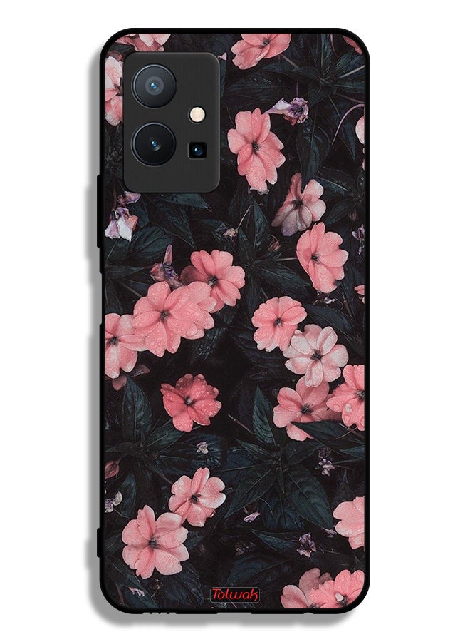 Tolwak Vivo T1 5G Protective Case Cover Peach Small Roses - Image 2