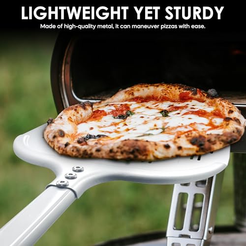 Leightszen Pizza Peel – 12'' Aluminum Perforated Launch Placement Retrieving Peel – Metal Hanging Hook – Lightweight Turning Peel – Non-stick Pizza Paddle – Outdoor Pizza Oven Accessories - Image 4