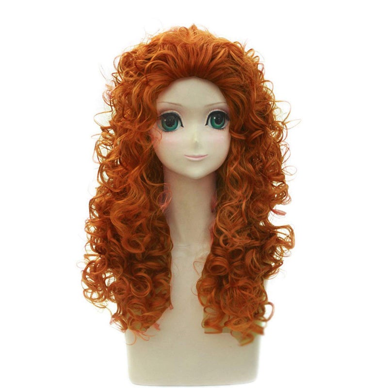 BERON 22 Inches Long Wavy Curly Orange Color Wigs with Natural Loose for Cosplay Costume Party Wig Cap Included