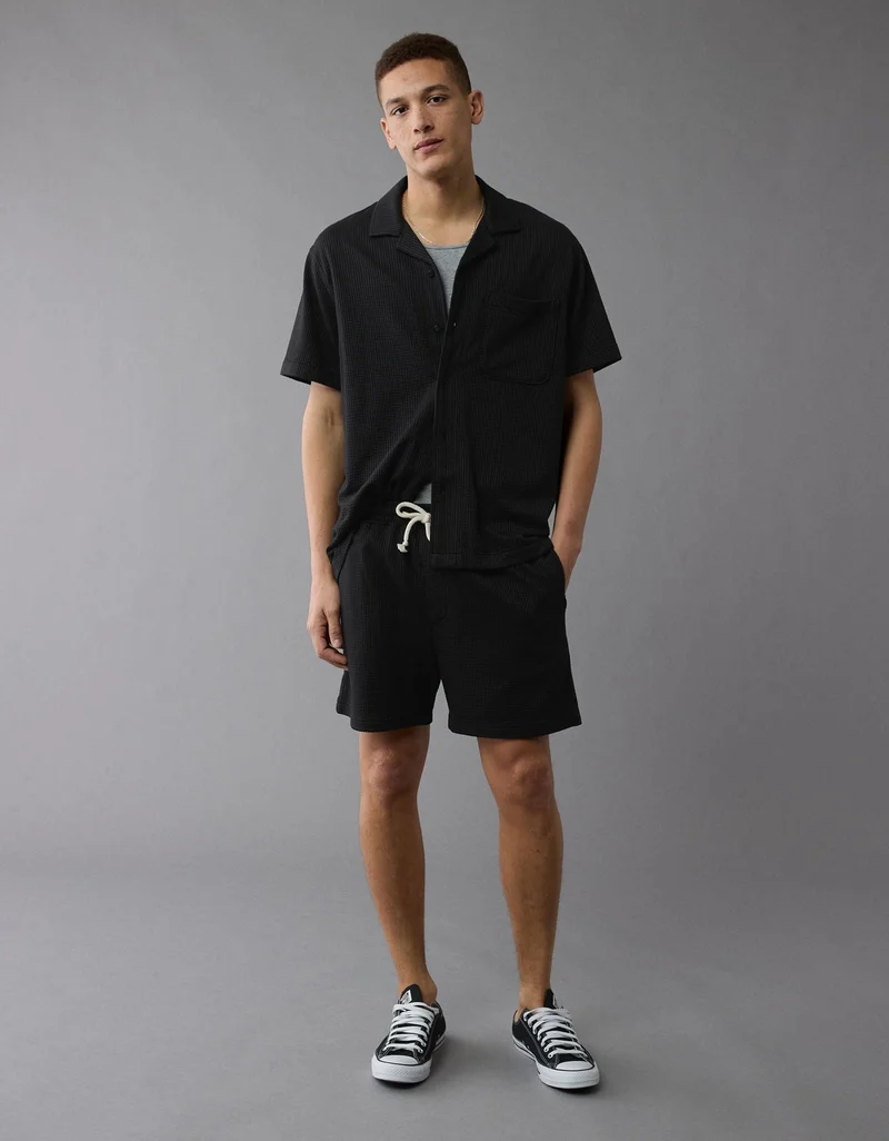 American Eagle AE Seersucker Button-Up Camp Shirt