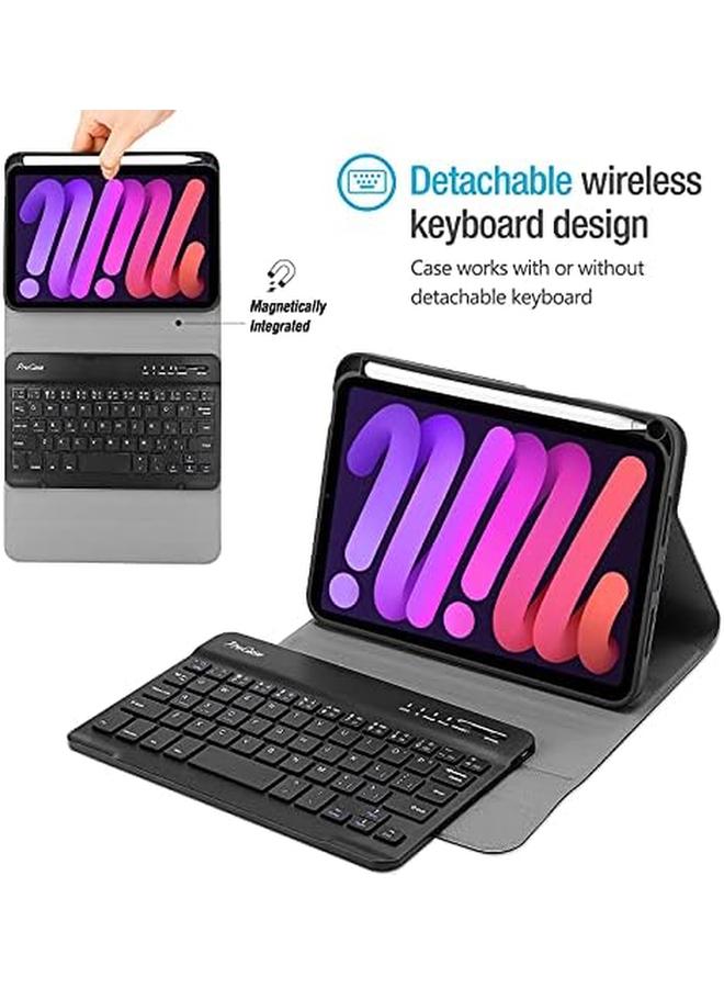 Procases Keyboard Case For Ipad Mini A17 Pro 7Th Gen 2024 Ipad Mini 6 2021 Detachable Wireless Keyboard Protective Cover Cases For 8.3 Inch Ipad Mini 6Th Generation Gen Keyboard Case Black - Image 3