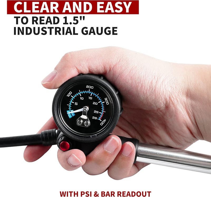 BV Mini Bike Pump Portable Frame Pump, Shock Pump for Bike Shock, Air Ball Pump Inflator with Ball Pump Needles, Mini Pump Fits Presta & Schrader- Smart Valve - Image 4