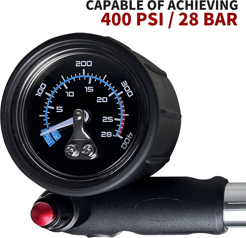 BV Mini Bike Pump Portable Frame Pump, Shock Pump for Bike Shock, Air Ball Pump Inflator with Ball Pump Needles, Mini Pump Fits Presta & Schrader- Smart Valve - Image 2