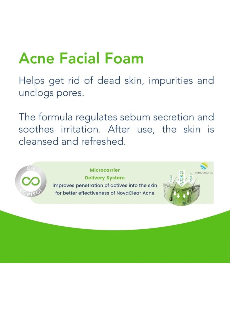 Novaclear Acne Facial Foam 100ml – Face Wash with Tea Tree Oil, Aloe Vera & Oil Control Complex for Oily & Acne-Prone Skin - Image 3