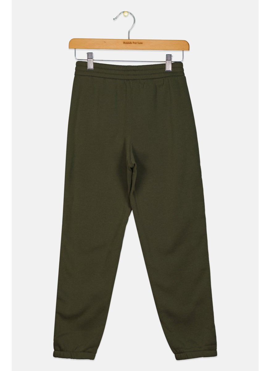 No Comment Kids Girl Plain Jogger Pants, Olive  - Image 2
