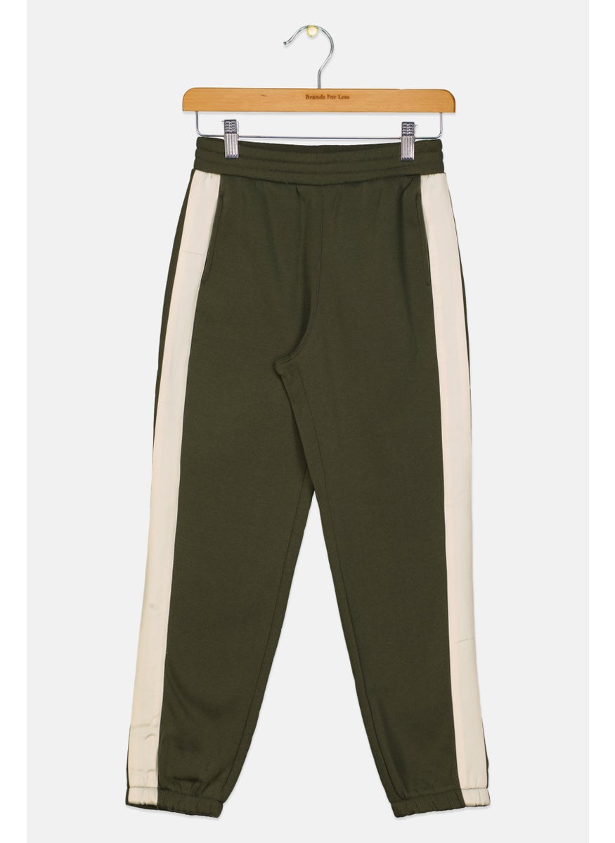 No Comment Kids Girl Plain Jogger Pants, Olive  - Image 1
