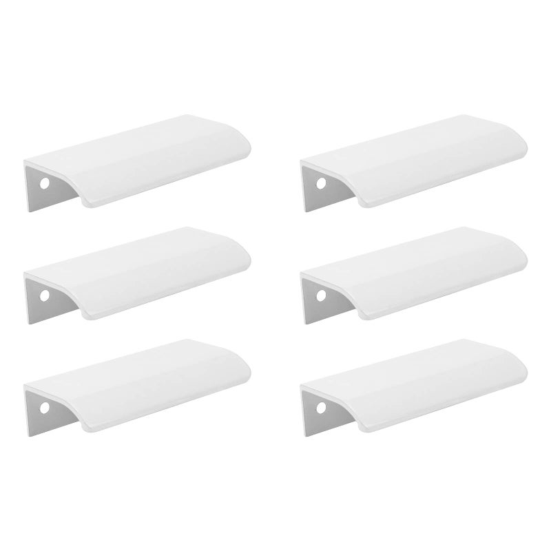 Tsnamay 6Pcs 3.15"" White Arc Surface Pull,White Edge Pulls Furniture Drawer Handles Hidden Cabinet Handle,Hole Dia.2.52""/64Mm - Image 1