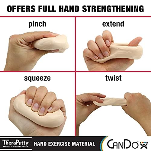 CanDo Theraputty Plus Hand Exercise Putty for Rehabilitation, Exercises, Hand Thearpy, Occupational Therapy, Hand Strengthening, Improve Motor Skills, Stress Relief 4-Ounce Green Medium - Image 3