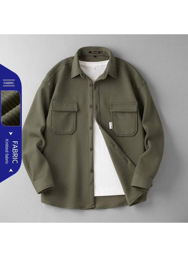 ROMON 【classic Jacquard】قميص عمل عصري، قميص رجالي طويل الأكمام للمناسبات غير الرسمية، ملابس خارجية، قميص رجالي طويل الأكمام - Image 2