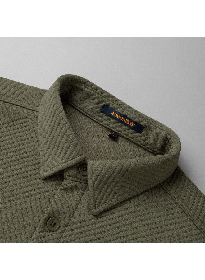 ROMON 【classic Jacquard】قميص عمل عصري، قميص رجالي طويل الأكمام للمناسبات غير الرسمية، ملابس خارجية، قميص رجالي طويل الأكمام - Image 4