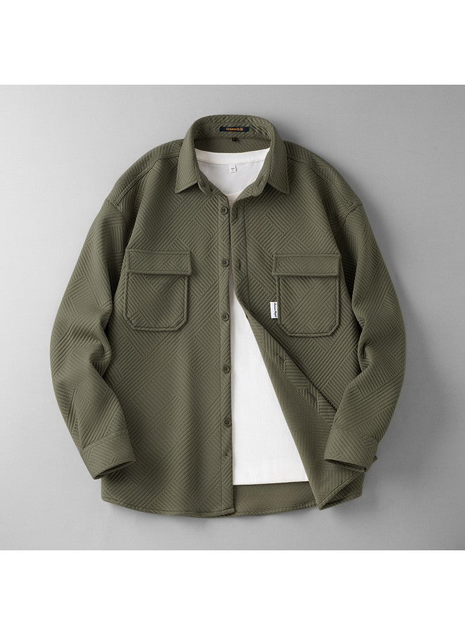 ROMON 【classic Jacquard】قميص عمل عصري، قميص رجالي طويل الأكمام للمناسبات غير الرسمية، ملابس خارجية، قميص رجالي طويل الأكمام - Image 3