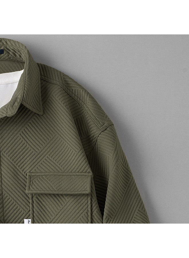 ROMON 【classic Jacquard】قميص عمل عصري، قميص رجالي طويل الأكمام للمناسبات غير الرسمية، ملابس خارجية، قميص رجالي طويل الأكمام - Image 5