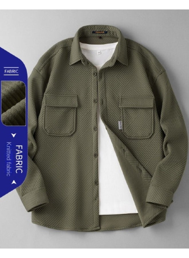 ROMON 【classic Jacquard】قميص عمل عصري، قميص رجالي طويل الأكمام للمناسبات غير الرسمية، ملابس خارجية، قميص رجالي طويل الأكمام - Image 1