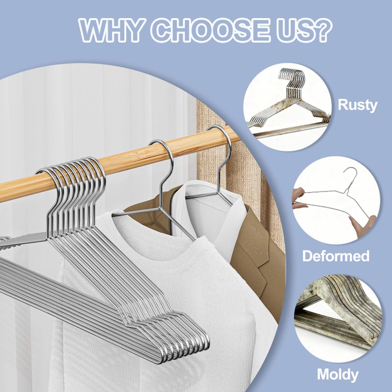 UEAKPIC Metal Hangers Heavy Duty Clothes Hangers 100 Pack, Space Saving and Non-Slip Groove Stainless Steel Rustproof Clothes Hangers (11lb & 3.2mm), for Suits, Shirts, Pants, Dresses (Silver) - Image 5