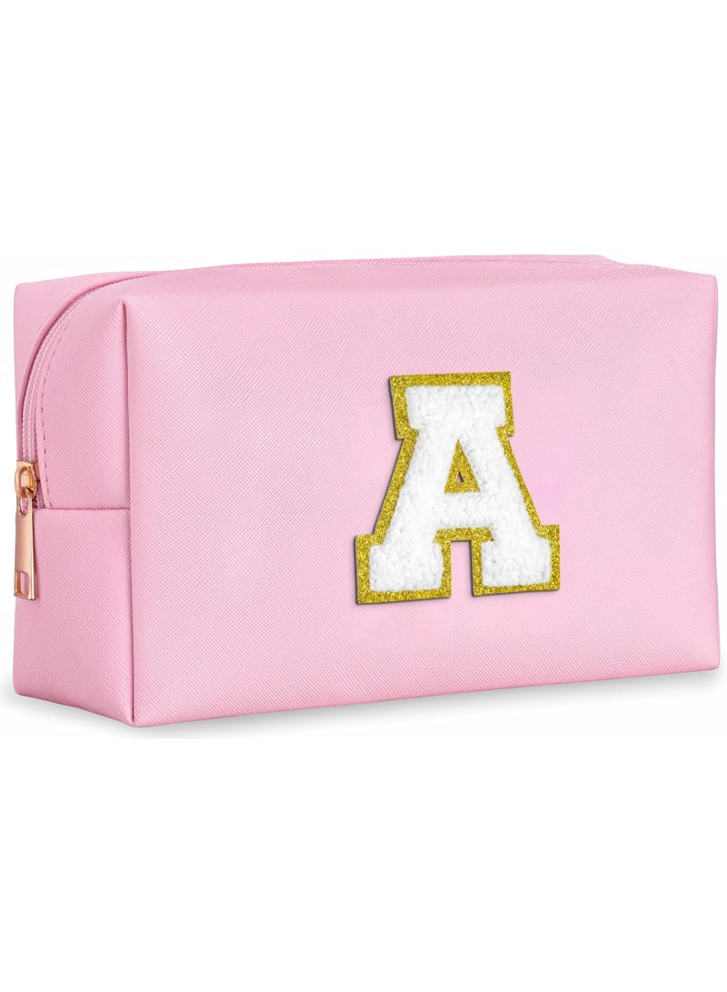 Initial Makeup Bag, Birthday Gifts for 4 5 6 7 8 9 10 11 12 Year Old Teen Girls, Teacher Gift Graduation Gift, Personalized Preppy Cosmetic Bags Toiletry Bag - Image 1
