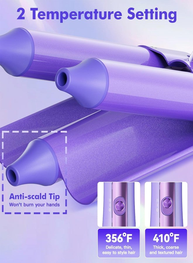 MOCEMTRY 5 in 1 Curling Wand Set (0.35"-1.25") with 3 Barrel Hair Crimper, Bubble Curling Wand and 3 Ceramic Barrels, Curling Iron 1 inch Crimper Hair Tool Waver with Two Temp Control, Gifts for Women, Purple - Image 3