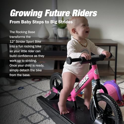 Strider 12 Sport Bike Pink Rocking Base Helps Teach Baby How to Ride a Balance Bicycle for Kids 6 Months to 4 Years Easy Assembly Adjustments - Image 5