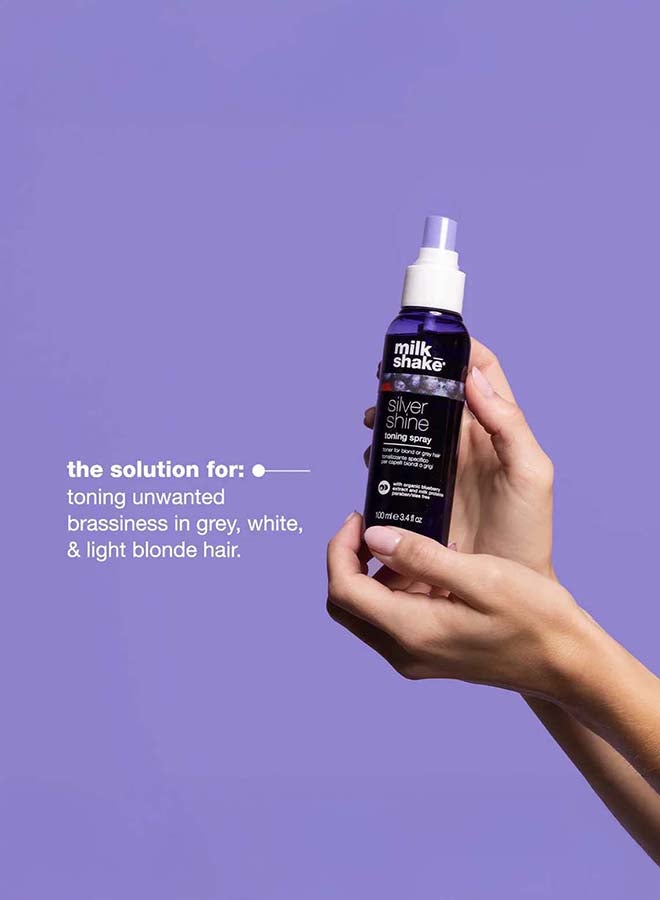 Milk Shake Toning Spray for Blonde & Silver Hair with Violet Pigment - Fights Yellowness, Strengthens Hair & Protects Color from Fading with a Berry Scent (100 ml) - Image 2