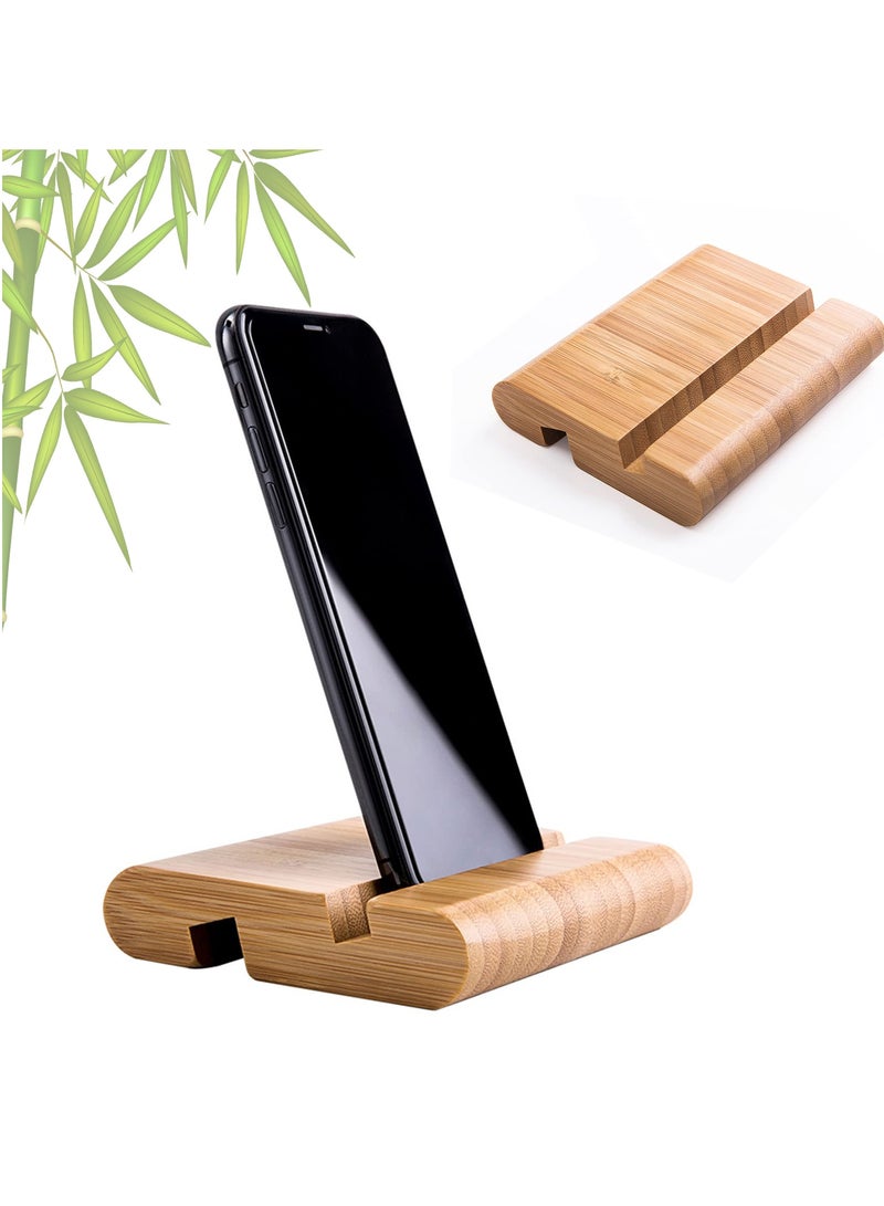 Excefore Bamboo Cellphone Stand Holder, 2Pcs Eco-Friendly Universal Portable Sturdiness Smartphones Desktop Holder for Tablet, Phone  - Image 1