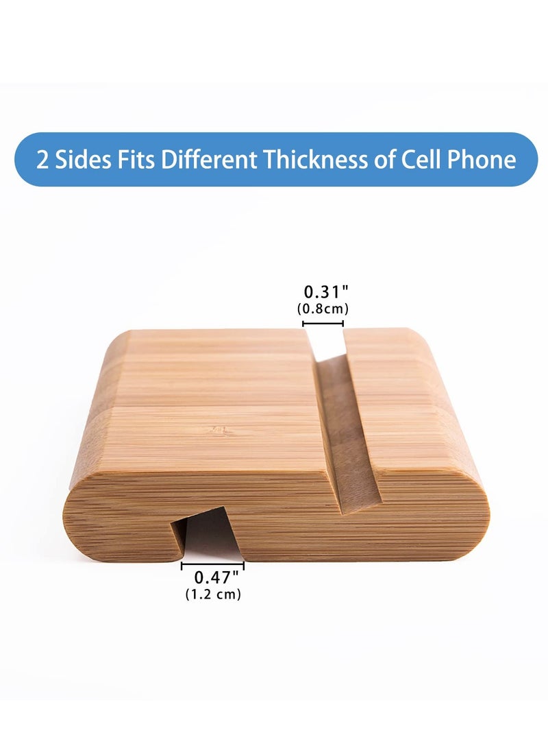 Excefore Bamboo Cellphone Stand Holder, 2Pcs Eco-Friendly Universal Portable Sturdiness Smartphones Desktop Holder for Tablet, Phone  - Image 4