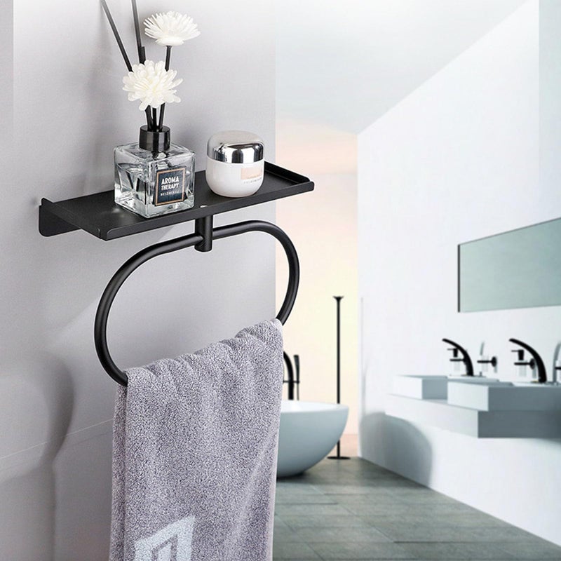 Black Stainless Steel Multipurpose Bathroom Towel Rings Rustproof Hardware Accessory - Image 4