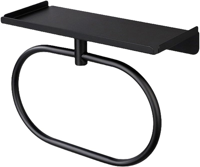 Black Stainless Steel Multipurpose Bathroom Towel Rings Rustproof Hardware Accessory - Image 1