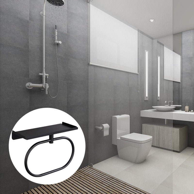 Black Stainless Steel Multipurpose Bathroom Towel Rings Rustproof Hardware Accessory - Image 3