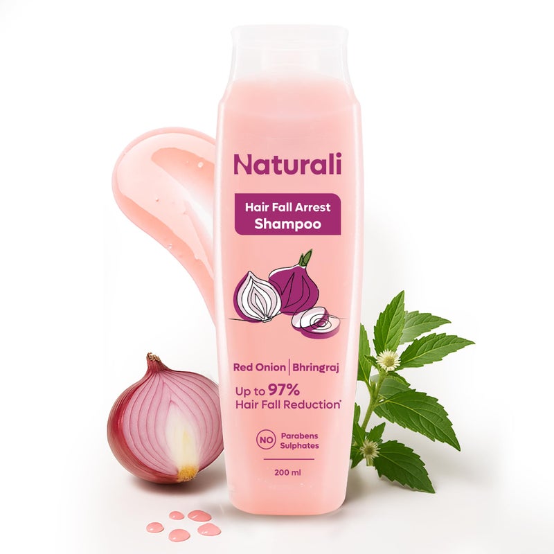Naturali شامبو ناتورالي لإيقاف تساقط الشعر مع البصل الأحمر وبهرينجراج | يتحكم في تساقط الشعر | خالٍ من البارابين والكبريتات | شامبو لتساقط الشعر للرجال والنساء | 200 مل - Image 2