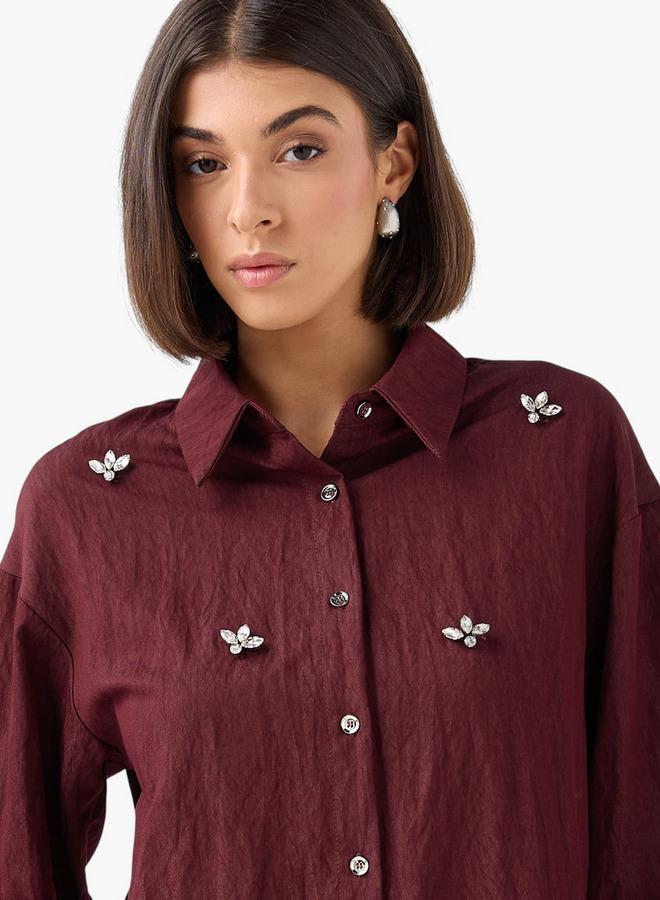 Splash FAV Embellished Shirt with Long Sleeves - Image 5