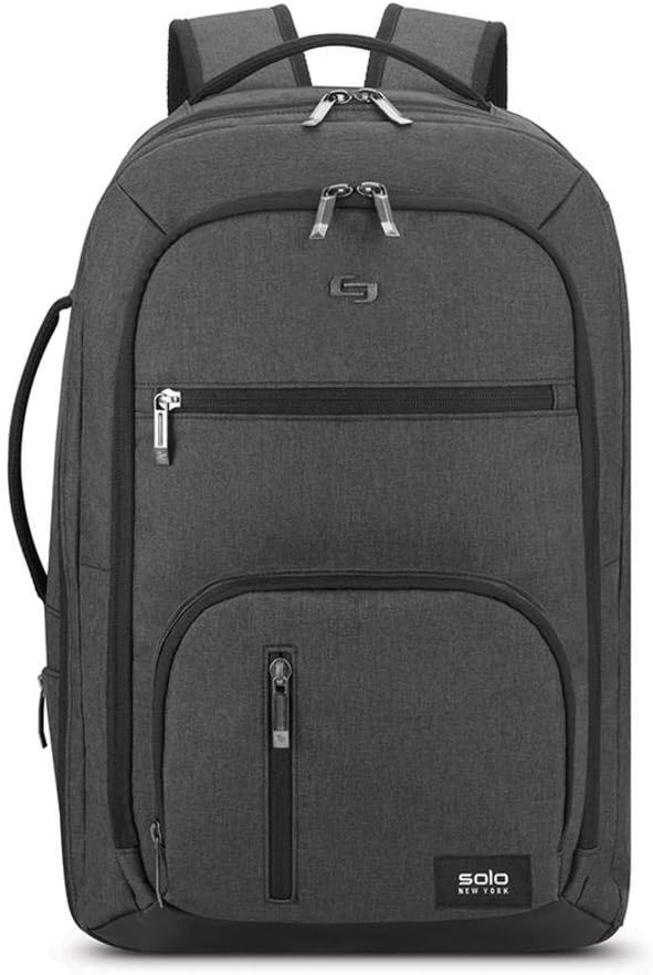 Solo New York TSA Laptop Backpack for Women  Men Carry On Bookbag for Travel  Work Lightweight Bag Mesh Side Pockets Padded Straps Fits 173 Computer  Grand Travel Grey - Image 1