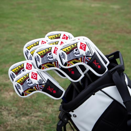 BAIRBRE Golf Club Covers Poker Diamond King Driver Cover Fariway Wood Headcover 3 Hybrid Head Covers Blade Putter Cover Mallet Putter Haedcovers with Magnetic Closure for Most Brand Golf Iron Covers - Image 3