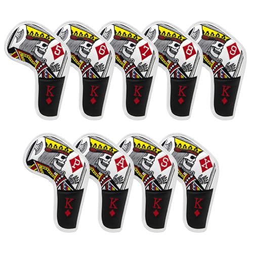 BAIRBRE Golf Club Covers Poker Diamond King Driver Cover Fariway Wood Headcover 3 Hybrid Head Covers Blade Putter Cover Mallet Putter Haedcovers with Magnetic Closure for Most Brand Golf Iron Covers - Image 1