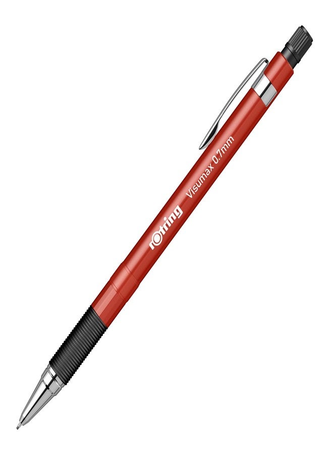 Rotring Visumax 0.7mm Mechanical Lead Pencil Lightweight ABS Plastic Red Body Eraser Included at Top - Image 1