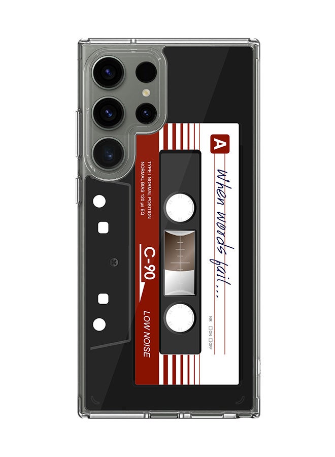 Stylizedd Classic Clear Case for Samsung Galaxy S23 Ultra ,Hybrid Soft Cover [ Designed for Samsung Galaxy S23 Ultra ] - When Words Fail (Black Tape) - Image 1