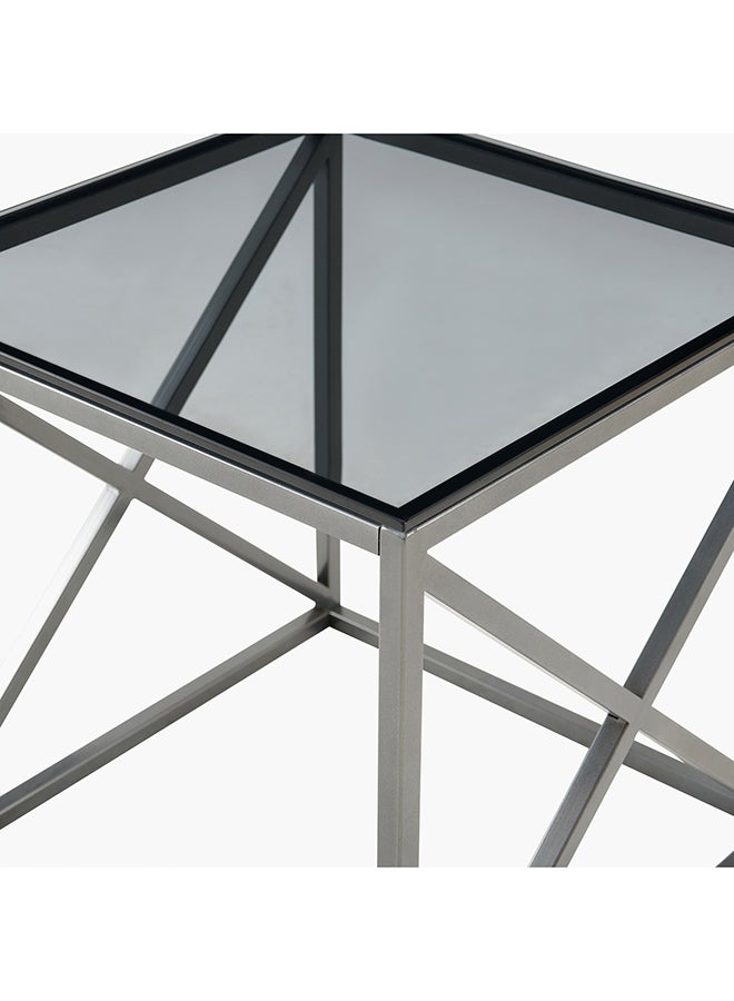 Home Box Melody Glass Top End Table 55 x 55 x 55 cm - Image 4