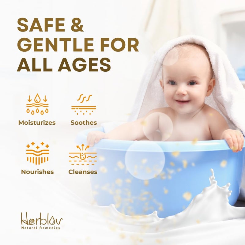Herblov صابون حليب الماعز بالعسل والشوفان - صابون طبيعي للنساء والرجال والأطفال، للبشرة الحساسة، الإكزيما، الصدفية، الطفح الجلدي، حروق الشمس - منظف وجه و غسول للجسم بالشوفان المهدئ، مصنوع في الولايات المتحدة - Image 3
