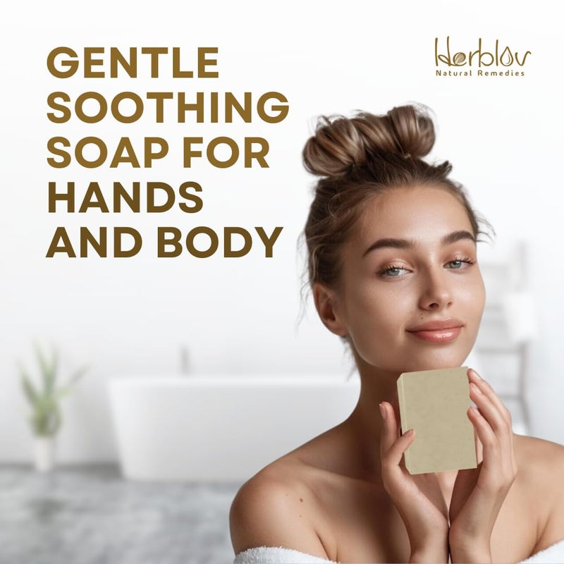 Herblov صابون حليب الماعز بالعسل والشوفان - صابون طبيعي للنساء والرجال والأطفال، للبشرة الحساسة، الإكزيما، الصدفية، الطفح الجلدي، حروق الشمس - منظف وجه و غسول للجسم بالشوفان المهدئ، مصنوع في الولايات المتحدة - Image 4