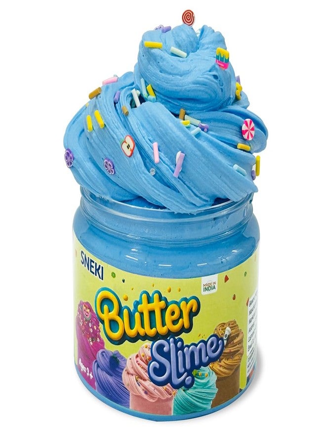SNEKI Blue Jasmine Scented Butter Slime for Kids 3-10 Years | Soft & Stretchy Engaging Play Kit with Sprinkles & Candy Charms - DIY Slime, Stress-Relief Toy, Birthday Return Gift for Boys & Girls - Image 1