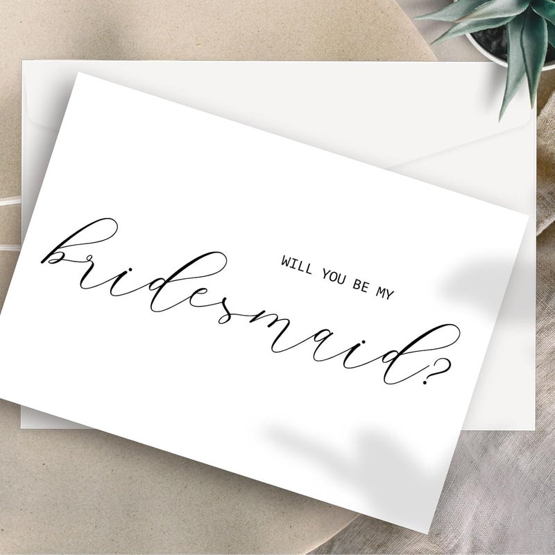 CDXHOME 14 PACK Bridesmaid Proposal Card Set |8 Will You Be My Bridesmaid | 2 Maid of Honor | 2 Flower Girl | 2 Matron of Honor Card | With Matching Envelope | 5.9x3.9 In - Image 1