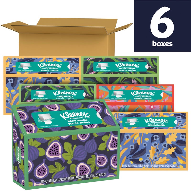 Kleenex Expressions Disposable Paper Hand Towels, 6 Boxes, 60 Towels per Box (360 Total Hand Towels), Packaging May Vary - Image 2