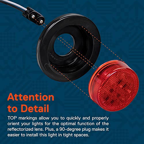ONLINE LED STORE TRUE MODS 2pc 2.5" 12V Amber + Red Round LED Clearance Side Marker Light Kit [DOT Approved] [Reflector Lens] [Grommet & Plugs] [Flush-Mount] [Waterproof IP67] for Boat Trailer Semi Truck RV Peterbilt - Image 3