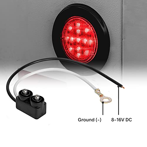 ONLINE LED STORE TRUE MODS 2pc 2.5" 12V Amber + Red Round LED Clearance Side Marker Light Kit [DOT Approved] [Reflector Lens] [Grommet & Plugs] [Flush-Mount] [Waterproof IP67] for Boat Trailer Semi Truck RV Peterbilt - Image 5