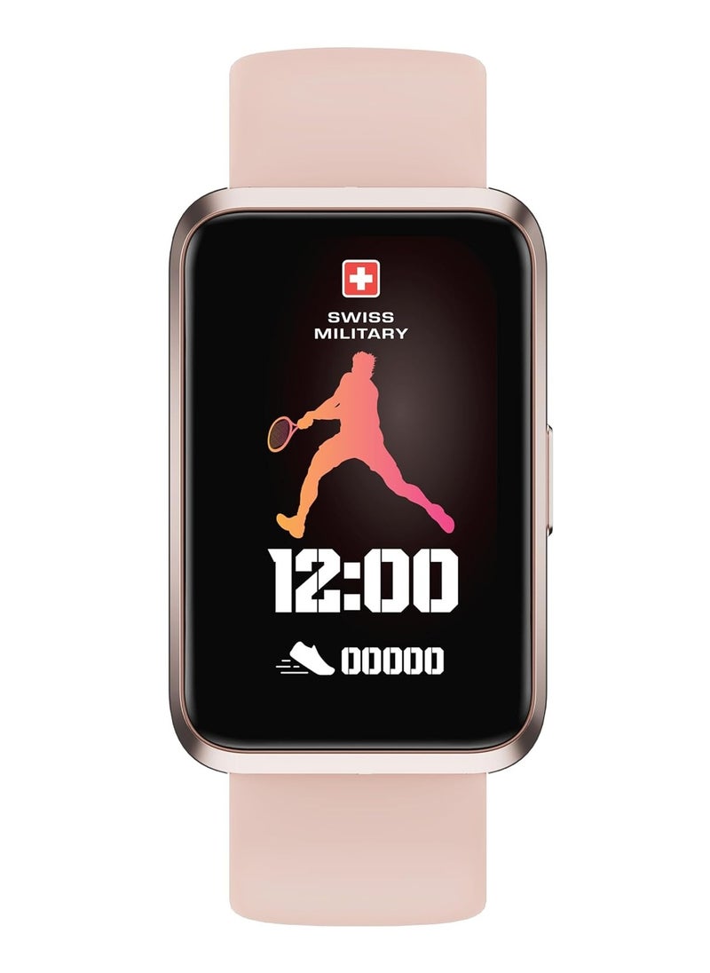 SWISS MILITARY - Swiss Military Rhine2 Smart Band 1.57” Display, Bluetooth Calling, Multi Language, Health & Sports Tracking, 7 Days Battery, IP67, iOS/Android Compatible, Pink Strap - Image 1