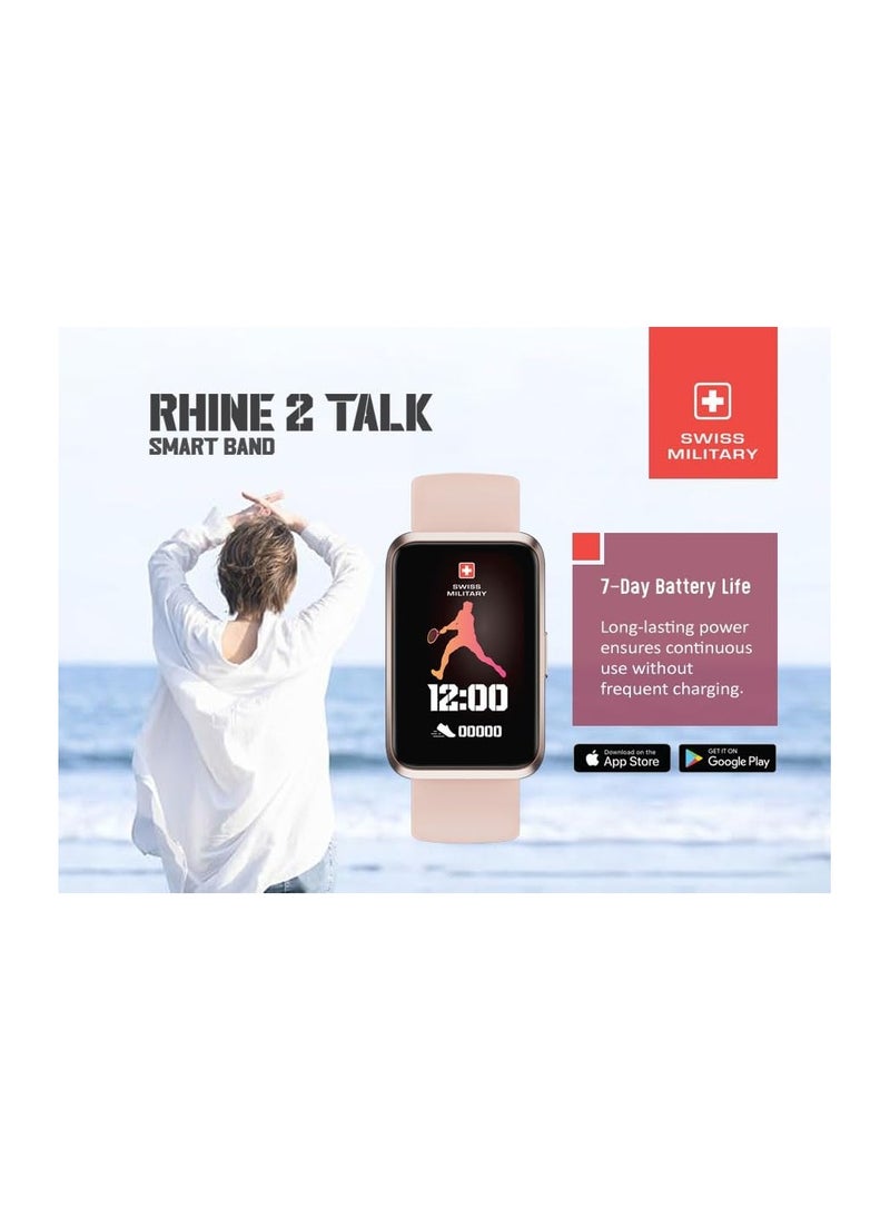 SWISS MILITARY - Swiss Military Rhine2 Smart Band 1.57” Display, Bluetooth Calling, Multi Language, Health & Sports Tracking, 7 Days Battery, IP67, iOS/Android Compatible, Pink Strap - Image 1
