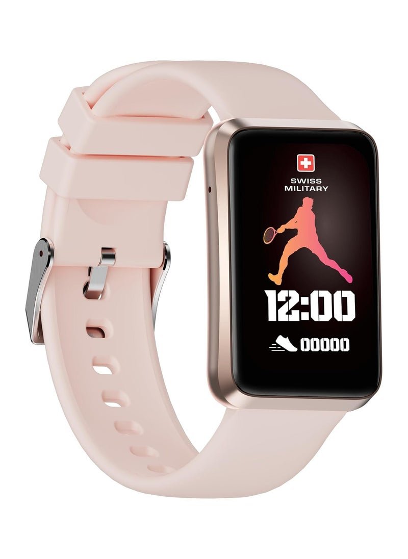 SWISS MILITARY - Swiss Military Rhine2 Smart Band 1.57” Display, Bluetooth Calling, Multi Language, Health & Sports Tracking, 7 Days Battery, IP67, iOS/Android Compatible, Pink Strap - Image 1